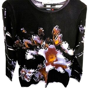 CASA DONNA Floral Design 3/4 Sleeve Sweater Size XL NWT